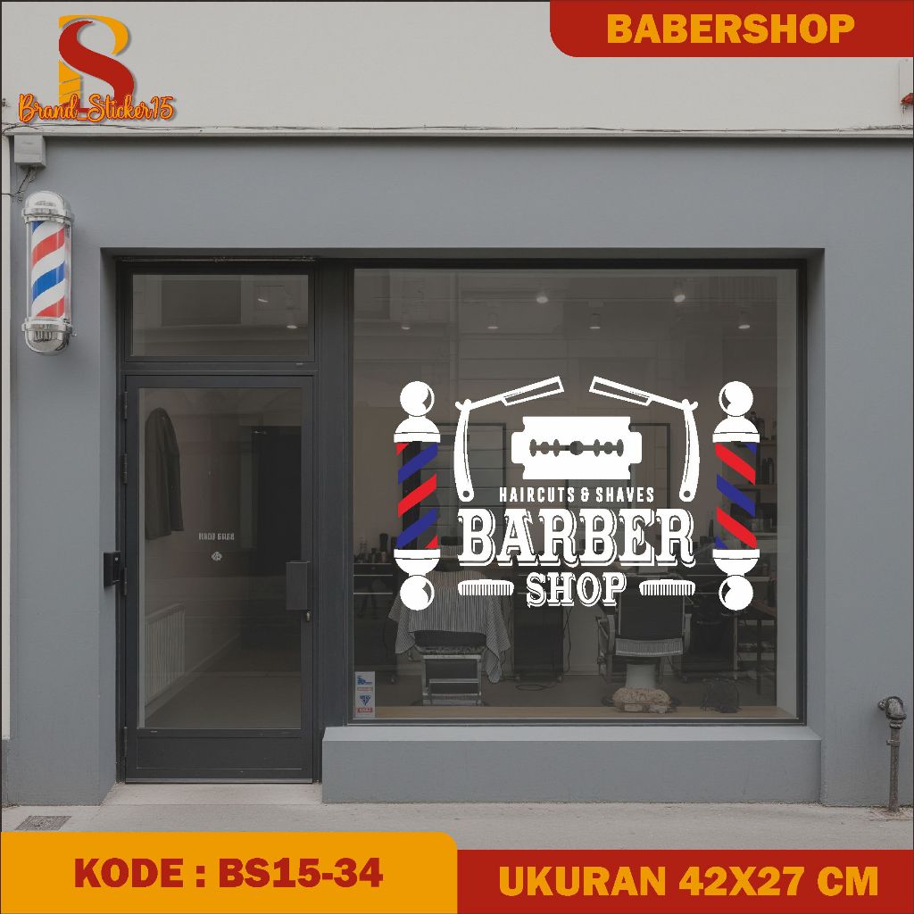 (SEHARI JADI) STICKER CUSTOM NAMA BARBERSHOP STICKER DINDING PANGKAS RAMBUT