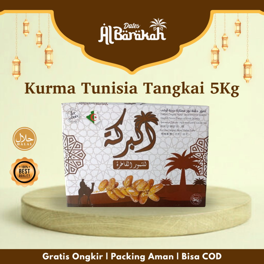 

Kurma Tunisia Tangkai Al Baraka Deglet Noor Premium Palm Dates Kemasan 5kg Oleh Haji dan Umroh