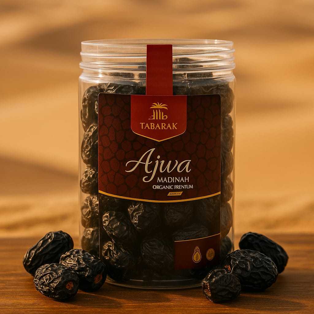 

Ajwa Tabarak Premium 500gr - Kurma Kemasan Toples - Ajwa Madinah Organik