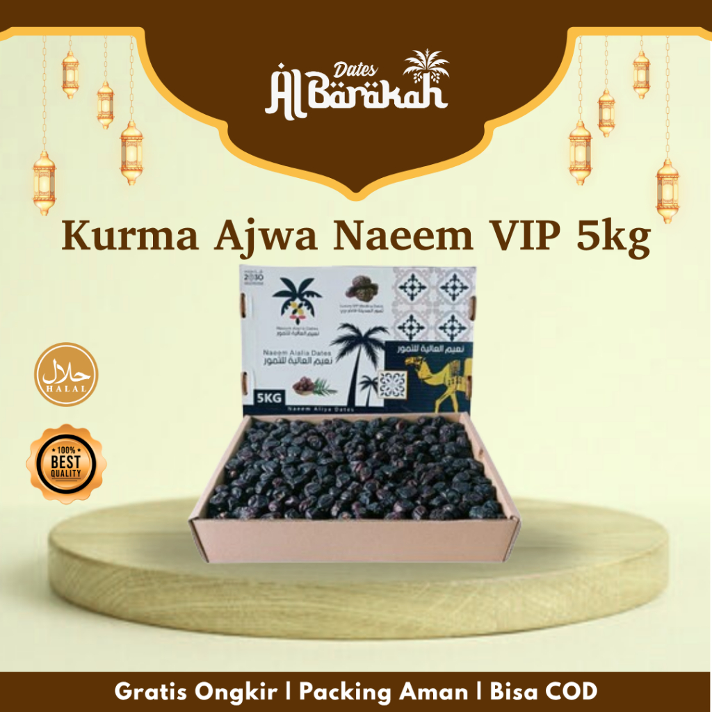 

Kurma Nabi Naeem Alalia VIP 5kg Original Asli 100% Isi Banyak Rasa Enak dan Lembut