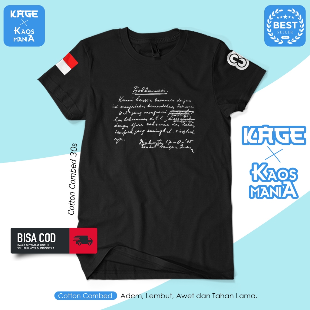 Kaos Distro Pria TEKS PROKLAMASI DIRGAHAYU INDONESIA 80TH Kaos Street Pria Distro BERGAYA STORE