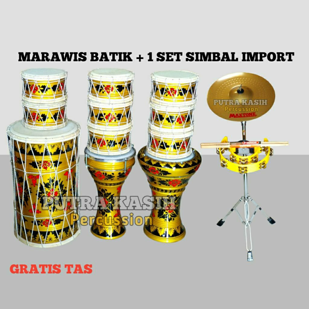 Marawis 1 set lengkap|Marawis batik fullset|Marawis batik|Marawis batik+1Set simbal luar marawis