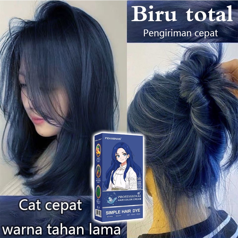 [Anti pudar] FEKAGNAS Cat rambut biru total 210ml - Tahan lama, warna trendy, cocok untuk kulit asia