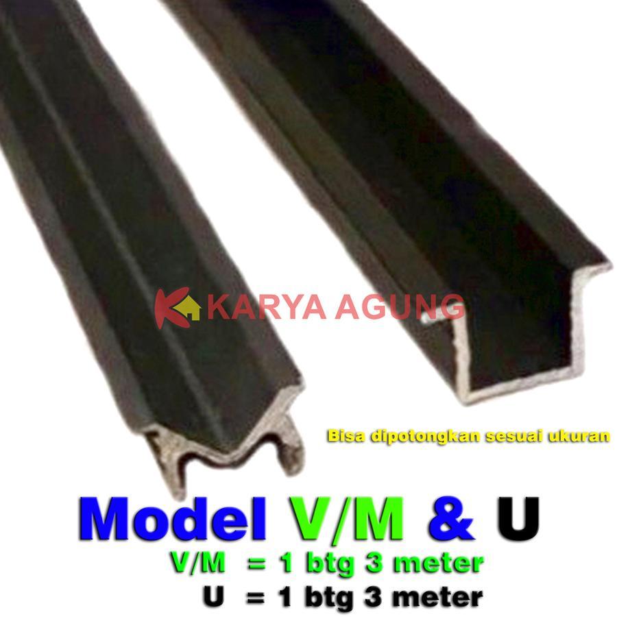 Rel Pintu Lemari Sliding UM 3 meter Tipe 388 [SET] / Rel Lemari Geser 3m Model U (Atas) 1pcs dan V/M