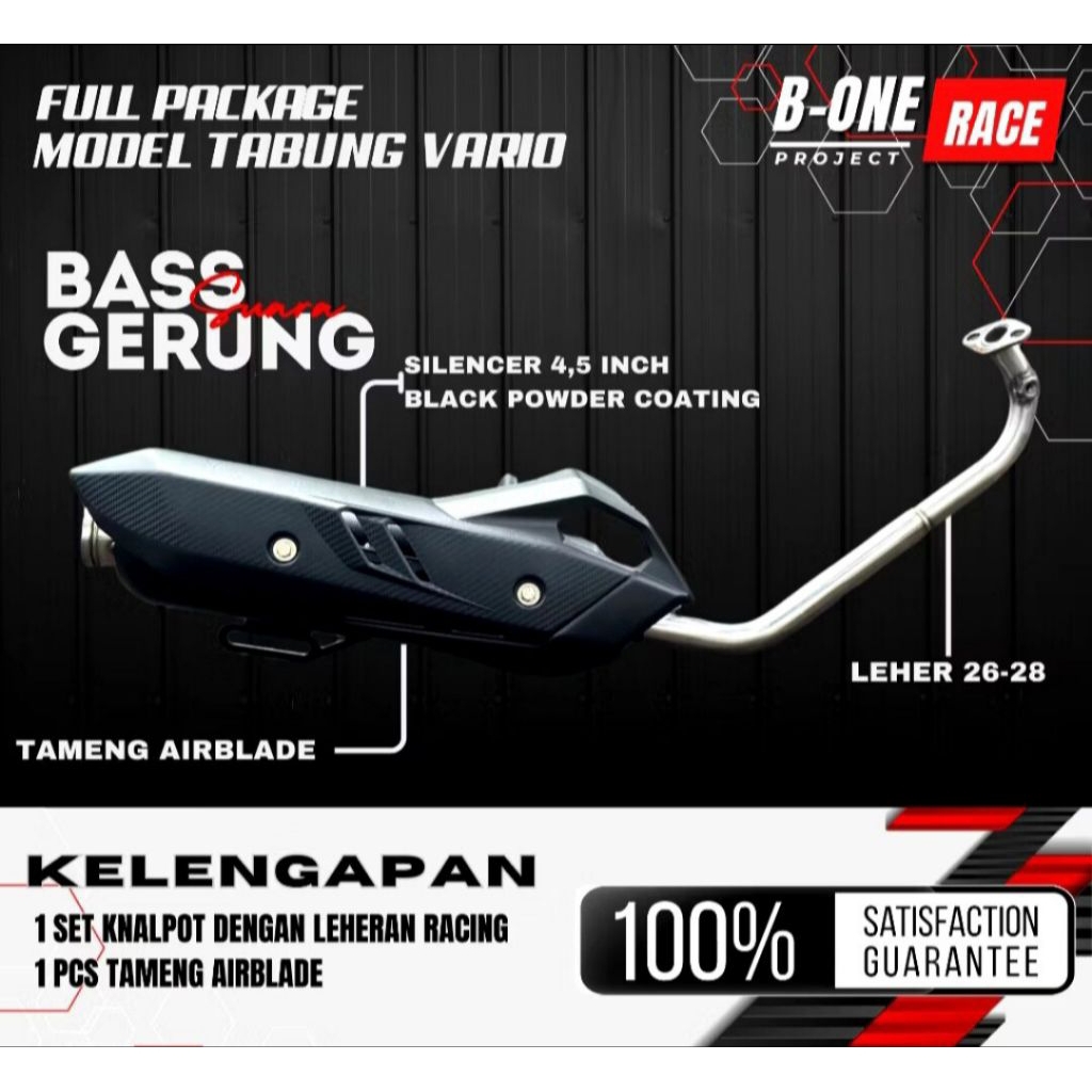Knalpot Shijiro Merk Original B-ONE PROJECT Tabung Vario Suara Ngebass Adem gerung Knalpot beat delu