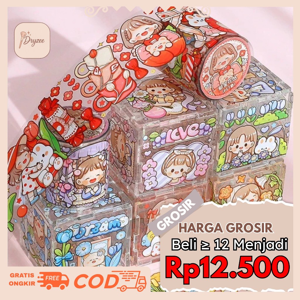 

Washitape Stiker Masking Tape Dodogirl PVC/ Bening Anti Air Stiker / Sticker Rolling DIY TLD85