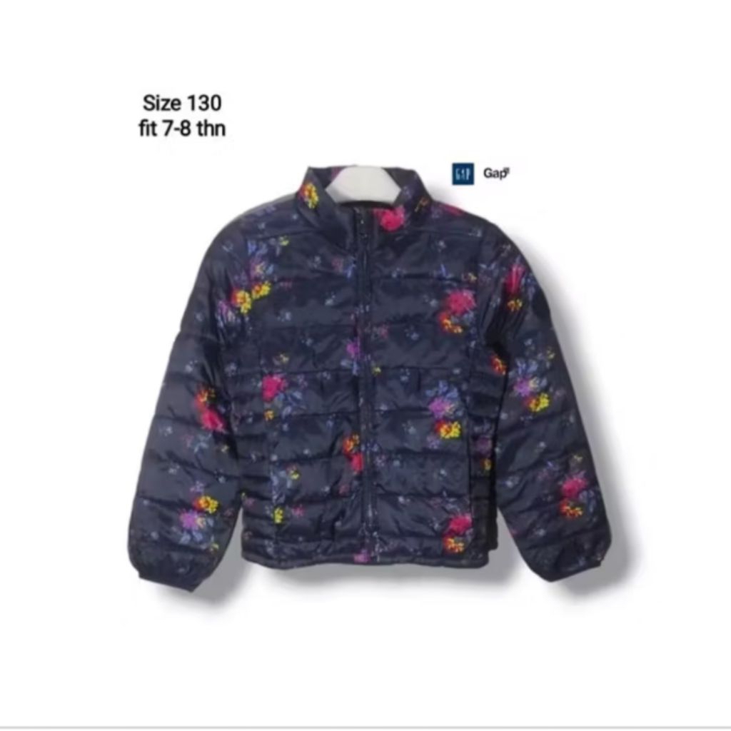 GAP Kids Girls Puffer Jacket Floral Size 130 fit 7-9 years (P48xL40/LD80) anak perempuan