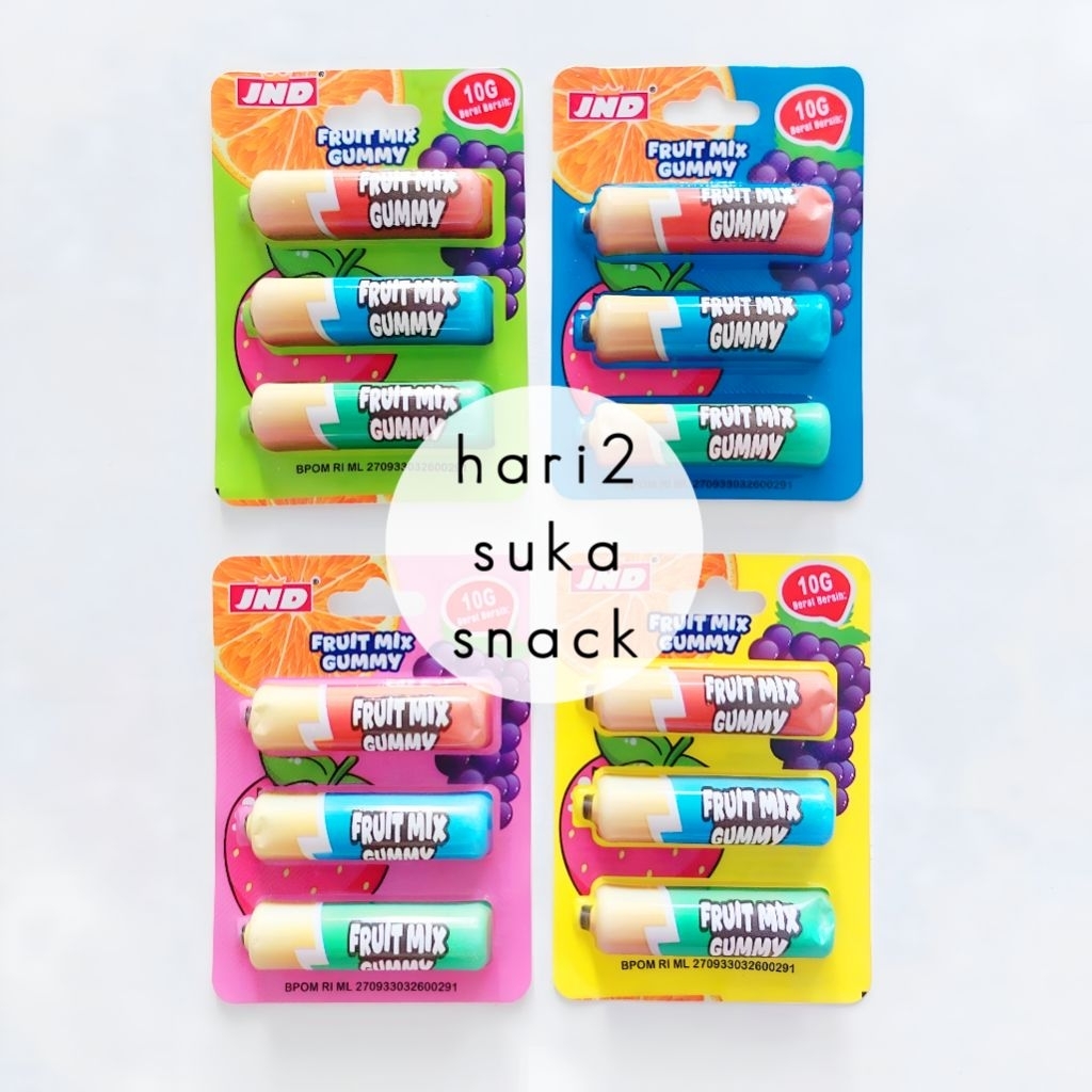

Permen JND Baterai Fruit Mix Gummy / Permen Jelly Batre Battery JND rasa Aneka Buah