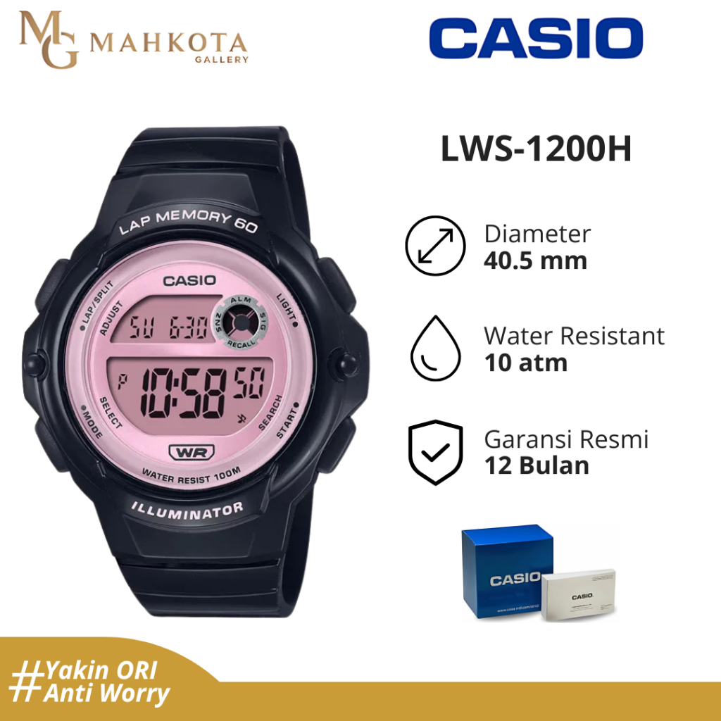Jam Tangan Wanita Casio LWS-1200H Strap Karet Original dan Bergaransi Jam Tangan Palembang