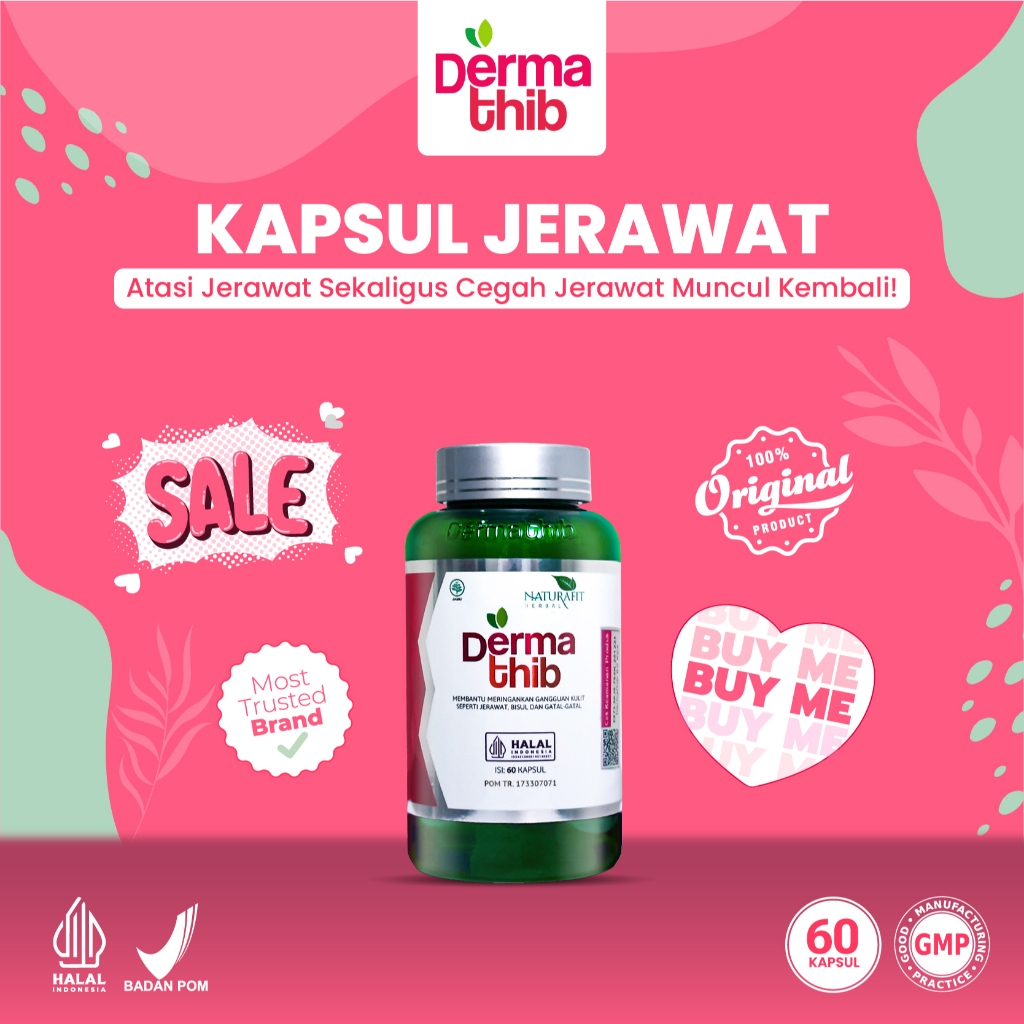 Dermathib - Suplemen Herbal Sambiloto, Kunyit, Pegagan Obat Bekas Jerawat Punggung, Batu, Bruntusan 