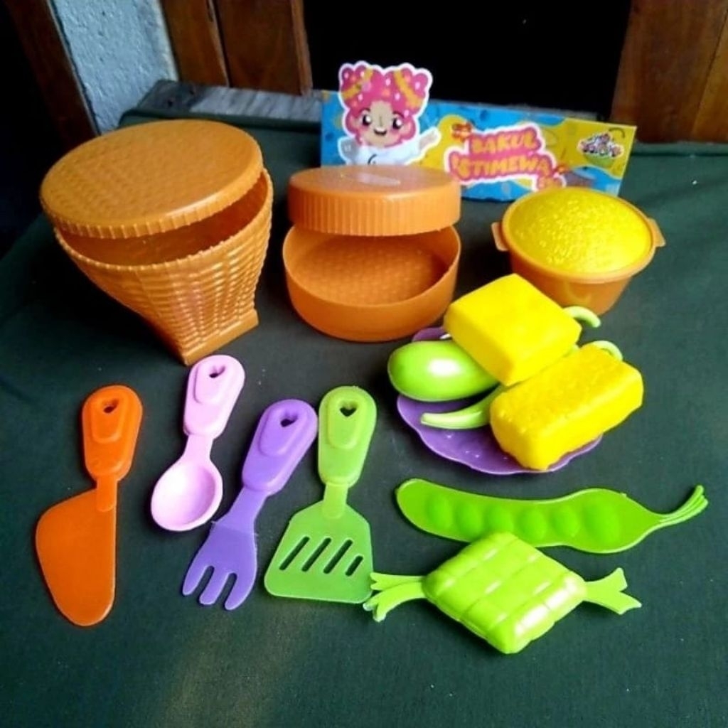 Mainan set bakul masak masakan tradisional - Miniatur perlengkapan alat dapur jadul koleksi anak cew