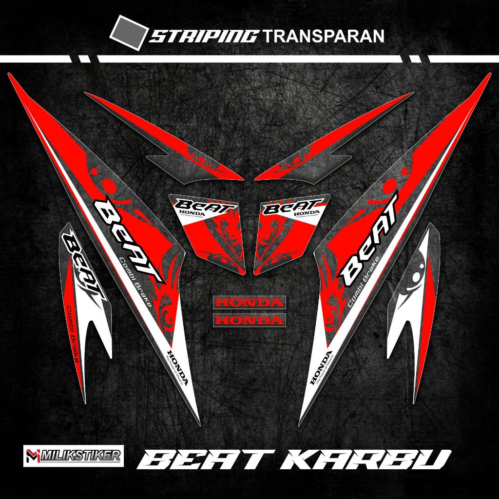 STRIPING TRANSPARAN BEAT KARBU MOTIF 02 / BEAT OLD / LAMA /  STIKER MOTOR VARIASI / TRANSPARAN MOTOR