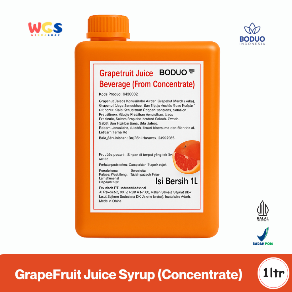 

BODUO Grapefruit Juice Beverage Concentrate 1L - Sirup Jus Jeruk Bali Merah Segar & Asam Manis