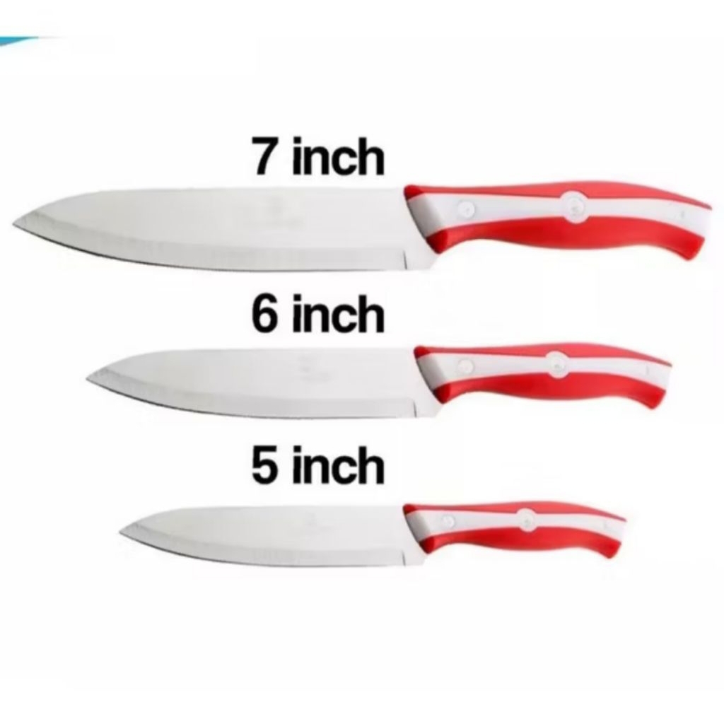Pisau Stainless komodo merah putih/ Pisau dapur komodo 5 6 dan 7 inch/ Pisau Stainless komodo Merah 