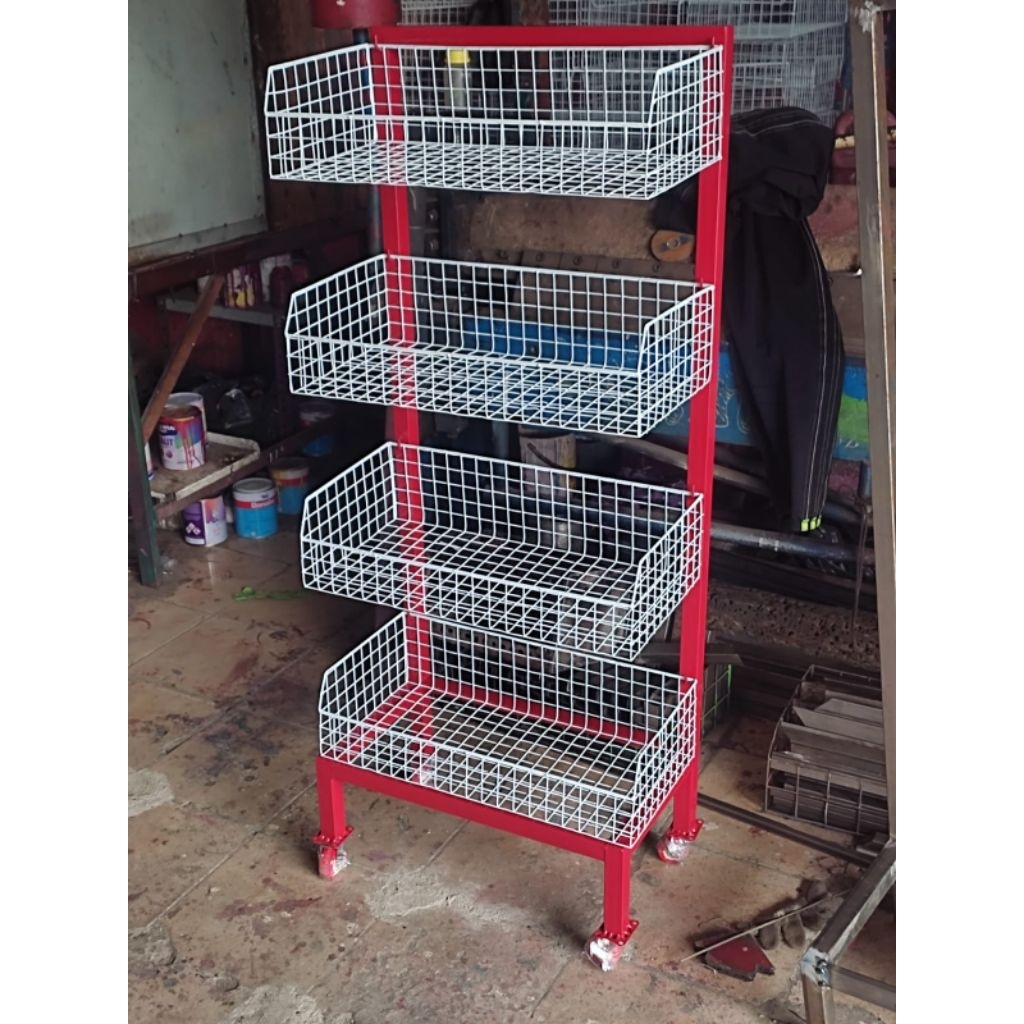 rak ciki/rak.snack rak warung 4susun pakai roda
