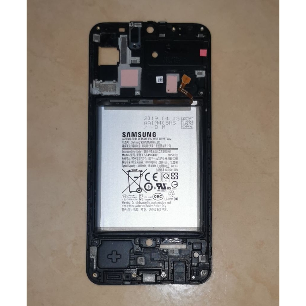 Frame tengah bazel tatakan LCD Samsung A50 + Baterai Original Copotan