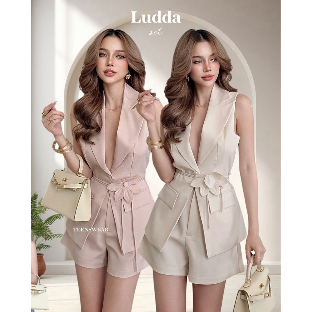 Ludda Set (Cotton Candy Sleeveless Vest Blazer Shorts Set Import Bangkok)
