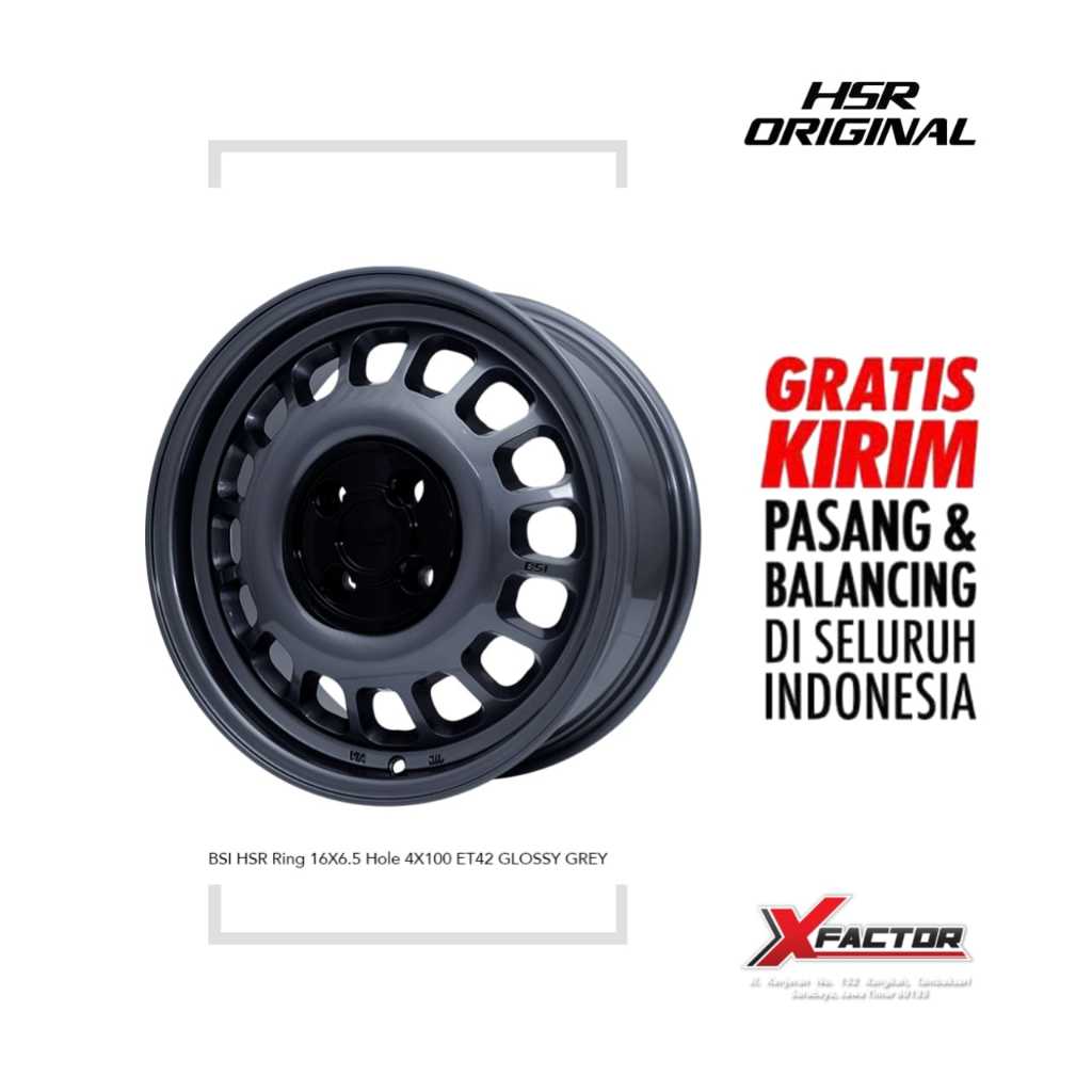 VELG MOBIL HSR R16 HSR BSI R16X65 H4X100 ET42 GLOSSY GREY