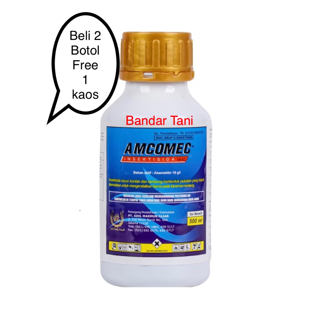 INSEKTISIDA AMCOMEC 18EC 500 ML (Beli 2 Gratis Kaos) Exp 2029 Insektisida Abamektin Mengatasi Kritin