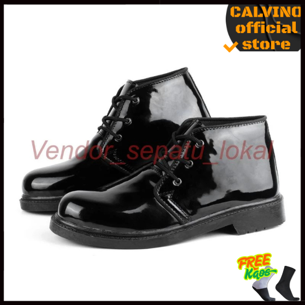 SEPATU KULIT PANTOFEL PRIA SEPATU PASKIB PDH SATPAM SECURITY TNI POLRI HITAM TALI