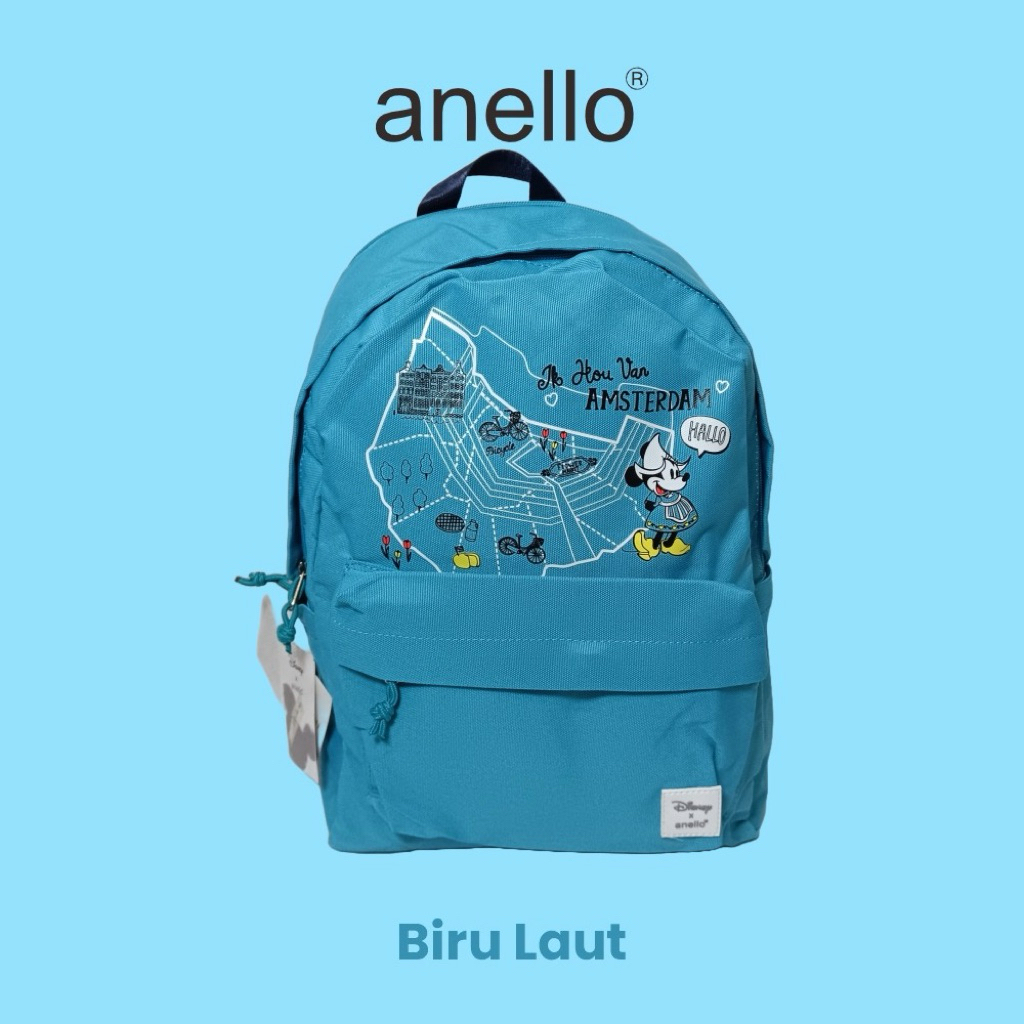 (Preloved) Tas Ransel Anello Disney Backpack Sea Blue – Amsterdam Map Ed  & Mickey Mouse ui