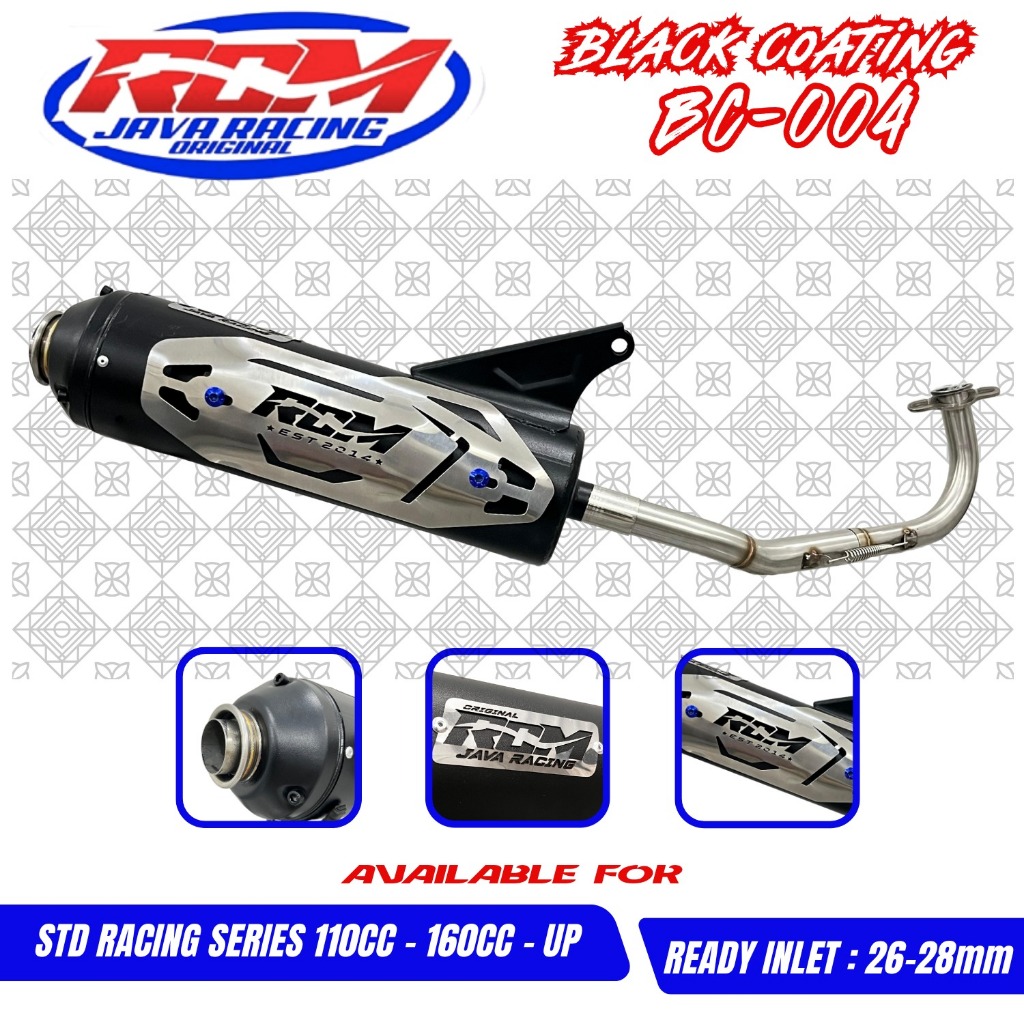 RCM knalpot standar racing black couting free tameng pnp mio sporty/smile, beat karbu, xride, scoopy