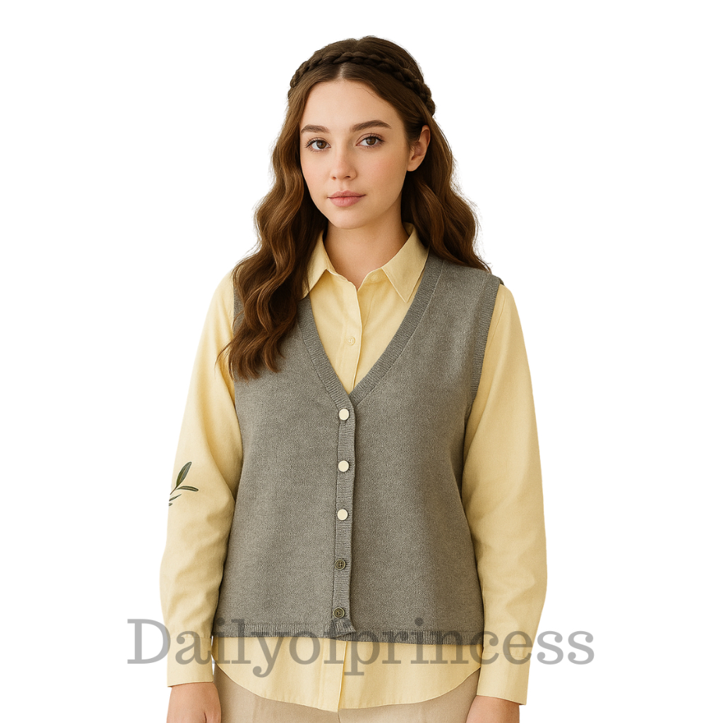 Dailyofprincess Avery Vest Rajut Wanita vest Kancing Aktif
