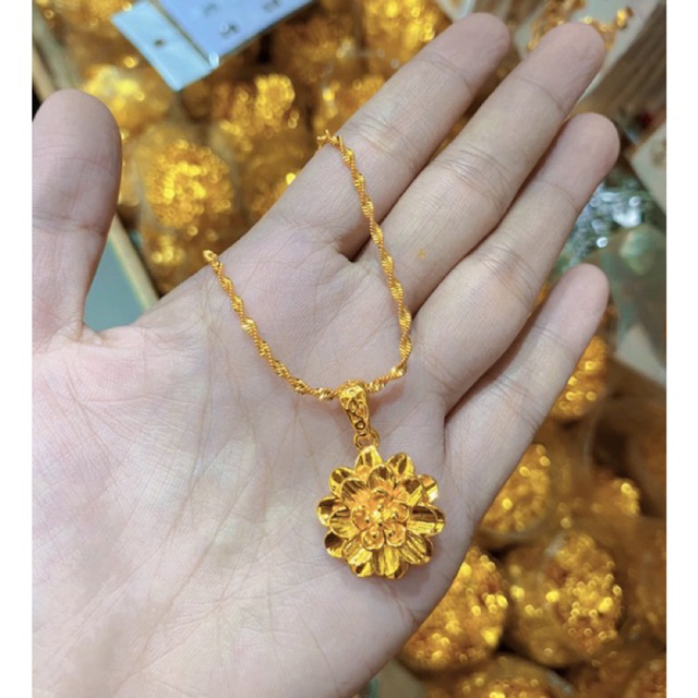 Perhiasan Kalung Wanita Liontin Bunga Mekar Mewah Warna Kuning Medan Fashion Wanita Kalung Wanita Te