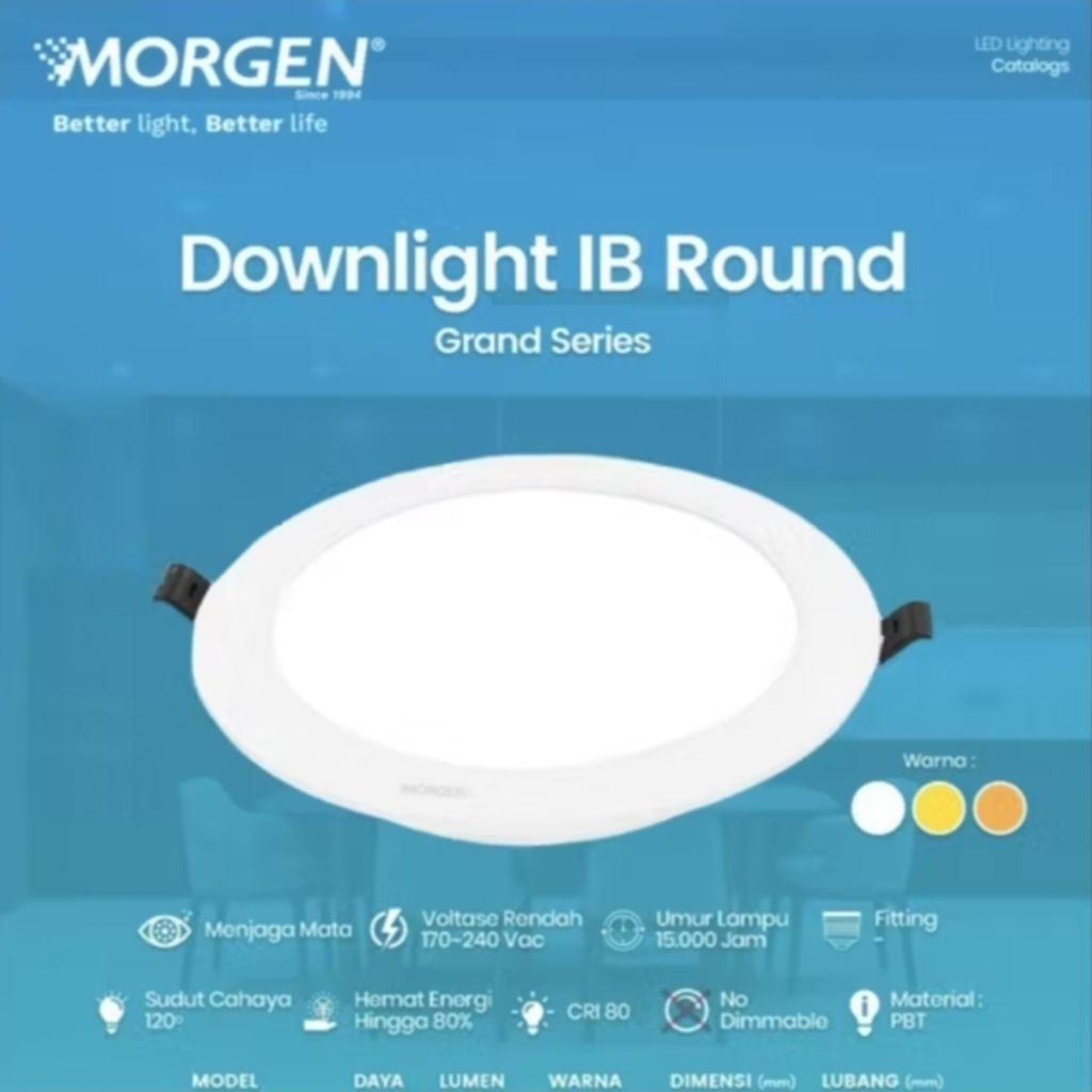 DOWNLIGHT MORGEN INBOW 18W BULAT KUNING / MORGEN DOWNLIGHT BULAT 18WATT WARM WHITE