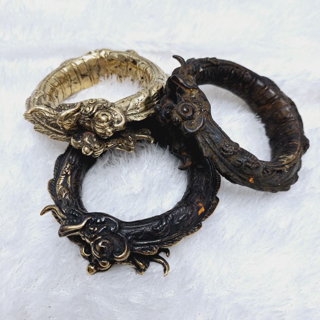 gelang Kuningan perunggu mutif naga kembar