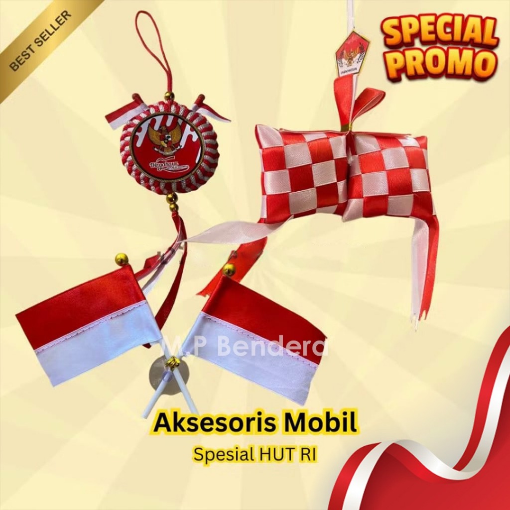 BENDERA INDONESIA KACA MOBIL , GANTUNGAN MENDALI, GANTUNGAN KETUPAT/RUMAH/KANTOR MINI MERAH PUTIH / 
