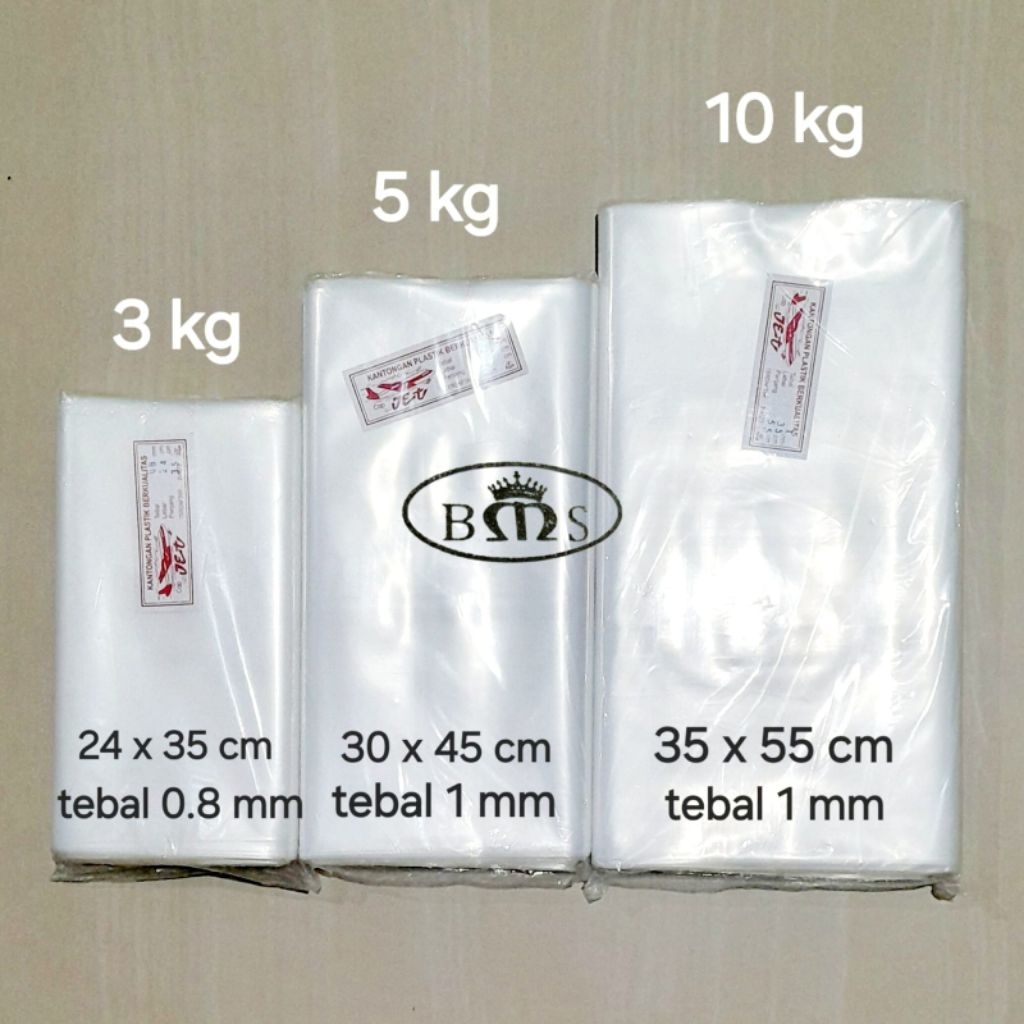 CAP JET Plastik PE | Plastik Beras Polos 3kg 5kg 10kg (isi 50 lembar)