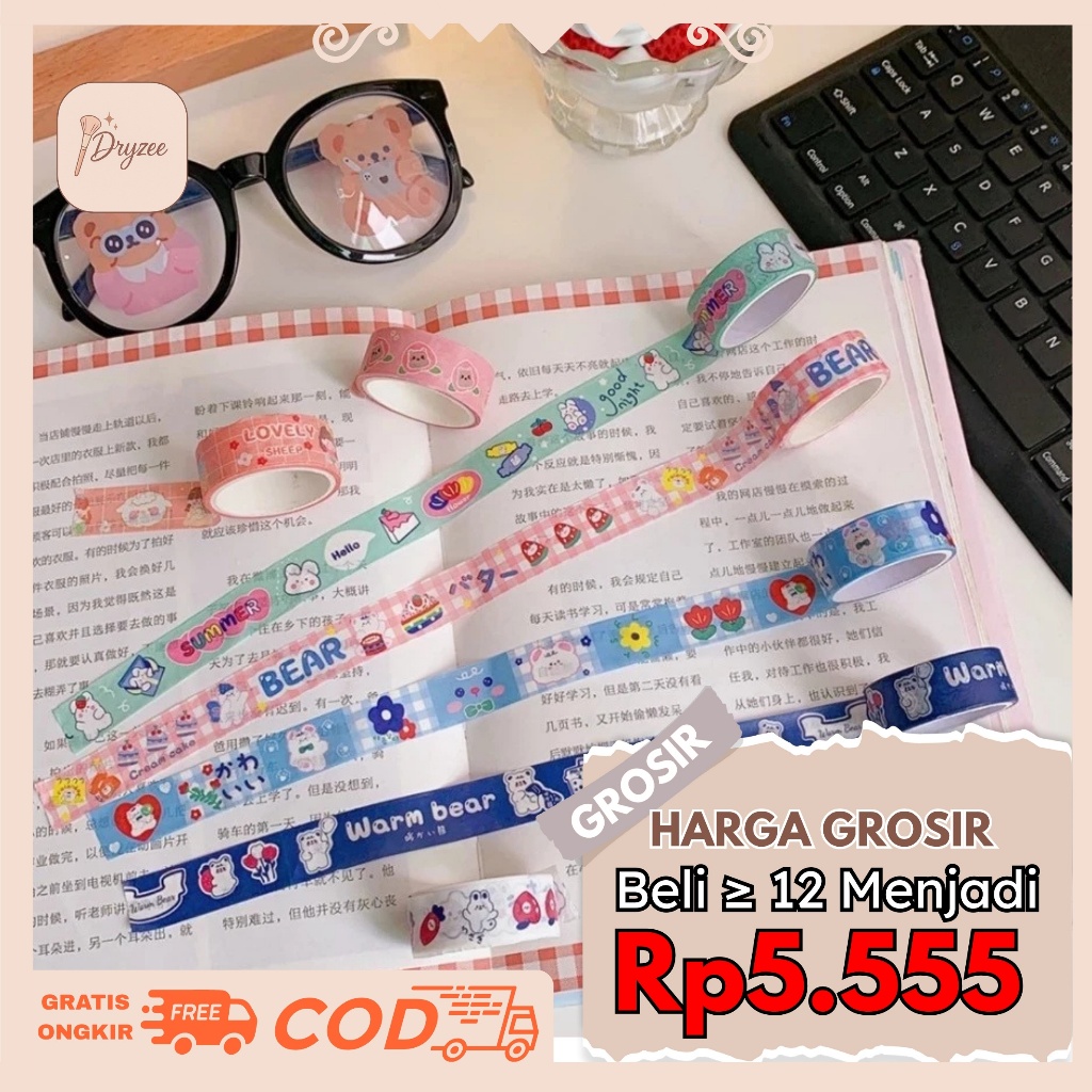 

1Pcs Washi Tape Mini Aesthetic Cartoon Lucu Motif Karakter WT02