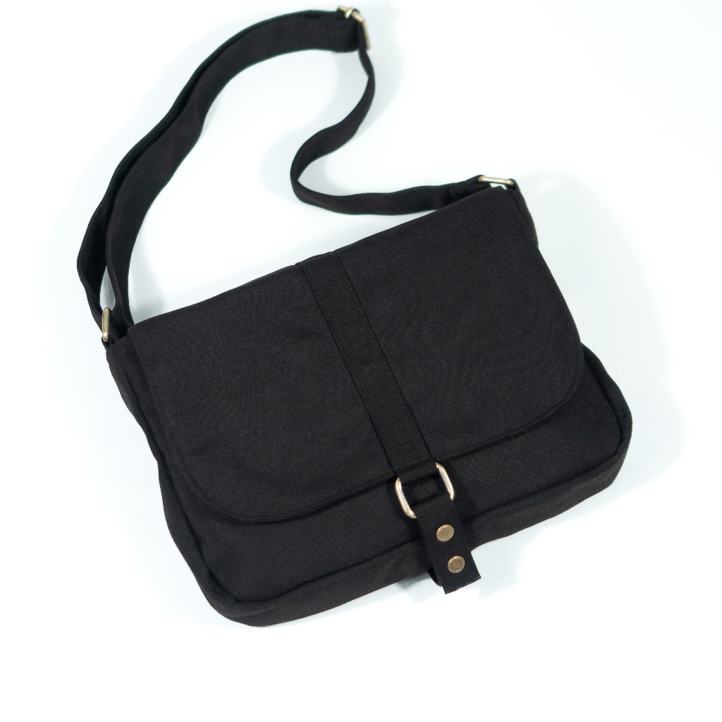 RANU - Thevan Vintage Canvas Sling Bag Black | Tas Selempang Kanvas