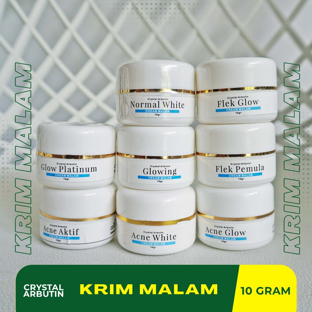 Krim Malam Crystal Arbutin |Acne White|Acne Glow|Flek Pemula|Flek Glow|Glowing|Glow Platinum 100% Or