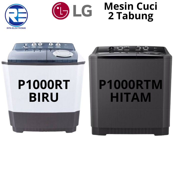 LG Mesin Cuci Dua Tabung 10Kg P1000 Roller Jet Pulsator Tutup Transparan