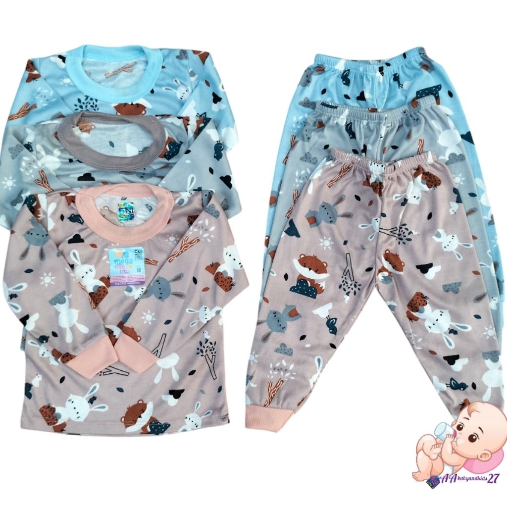 LOKAL PRIDE MEGA BABY WEAR 3PCS Setelan Baju Bayi dan Anak Balita Lengan Panjang Celana Panjang Full