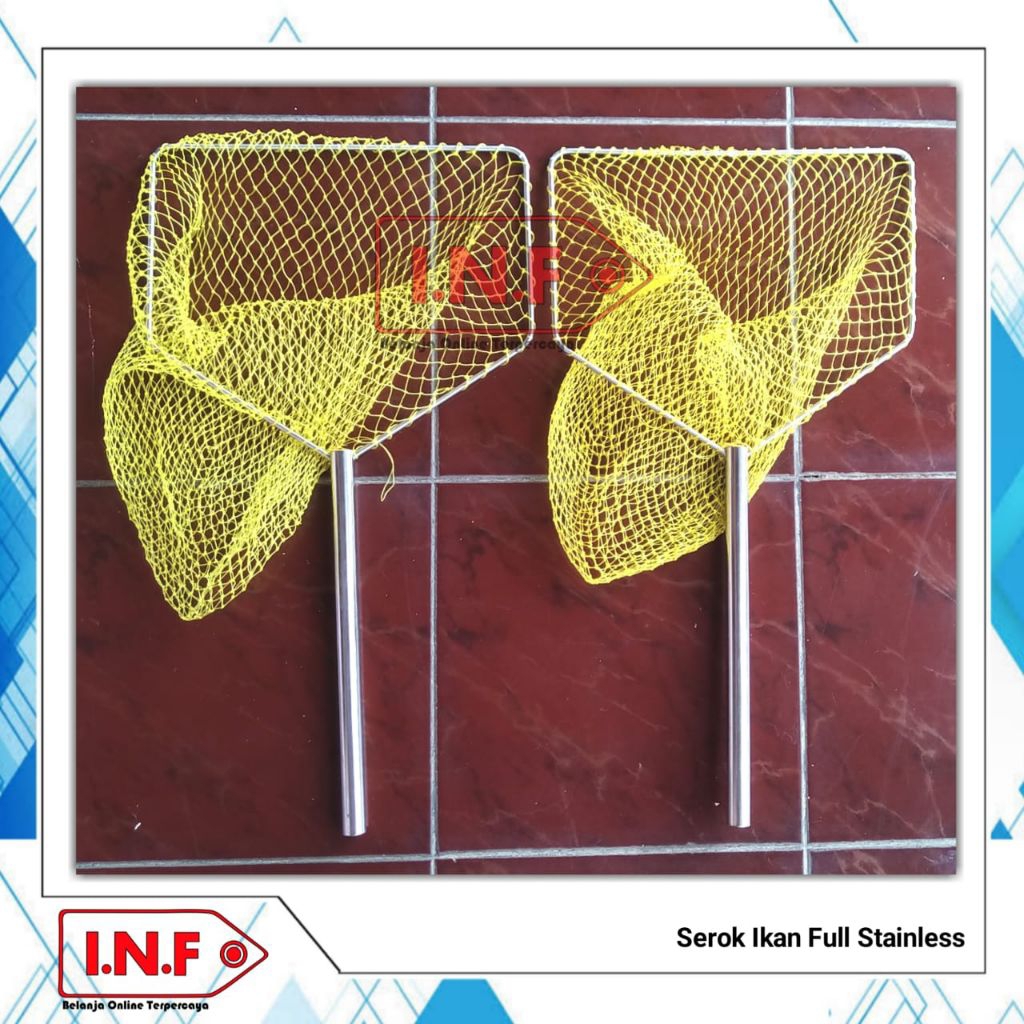 Jaring serokan ikan siap pakai + bahan full stainless + sair ikan kotak + jaring serok ikan besar