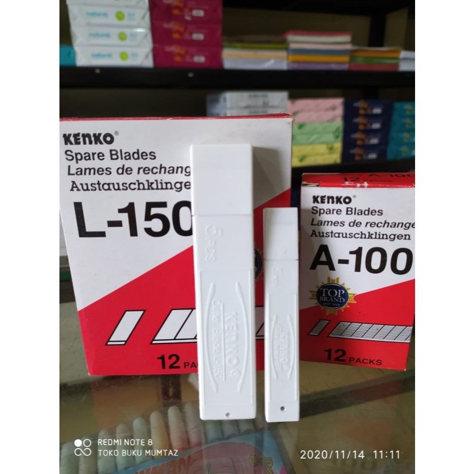 Isi Cutter REFILL CUTTER Kenko BESAR/KECIL (1BOX=12PAK/TUBE - ISI 60 PISAU)