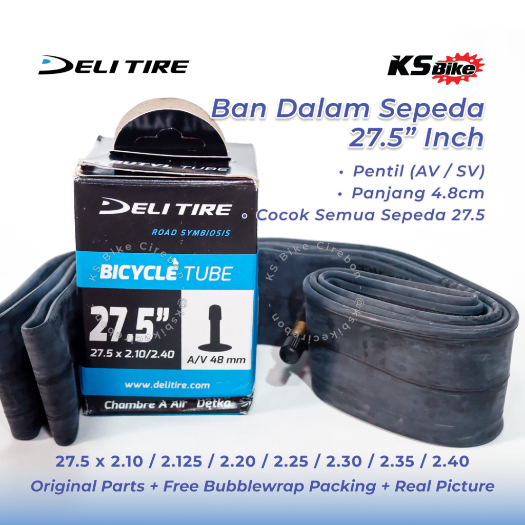 Ban Dalam Deli Tire 27.5 x 2.10 2.125 2.20 2.25 2.30 2.35 2.40 Pentil Motor AV 48 MM by Delium Swall