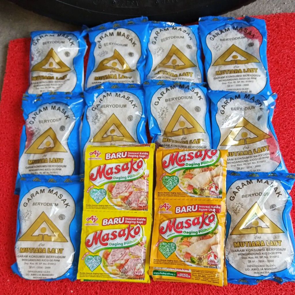 

10 pcs Garam 100 g | 12 pcs 8,5 g Masako Cap Ajinomoto Masako Mutiara Laut salt Penyedap Rasa Kadu Inovasi Ayam & Sapi Daging Pilihan Teknologi Modern
