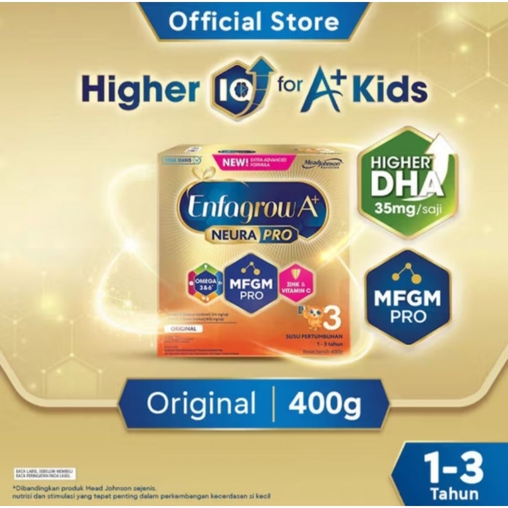 

ENFAGROW A+3 ORIGINAL PLAN 400GR Susu Formula Anak 1-3 Tahun