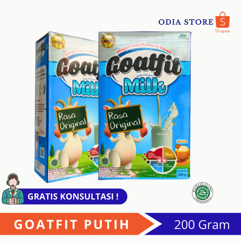 

GOATFIT MILK PUTIH Rasa Original 200gram susu Kambing etawa plus Madu Tinggi kalsium