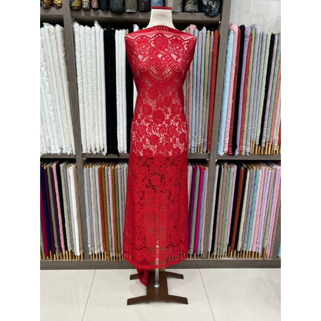 Bakal Kain Bahan Kebaya Brokat Semi Prancis Metalik/ Brukat Semi Francis Metalic/Kain Kebaya Akad/ B