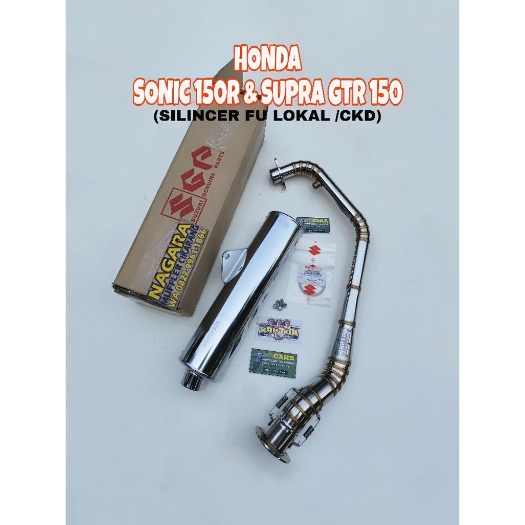 KNALPOT/ TABUNG SATRIA FU CKD/ LOKAL (ORI SGP) PNP DI HONDA SONIC 150R DAN SUPRA GTR 150R