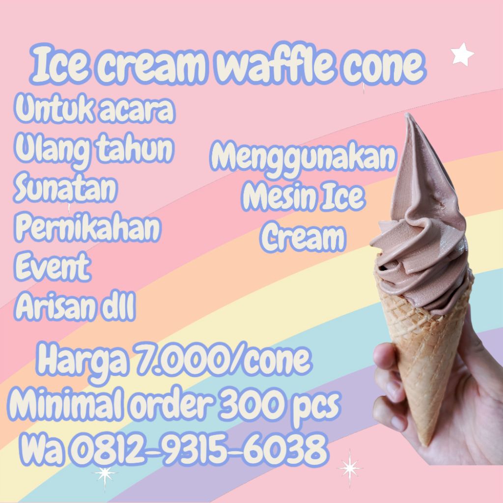 

pakai mesin ice cream ice cream waffle cone untuk event hajatan pernikahan sunatan ulang tahun arisan eskrim es krim ice cream