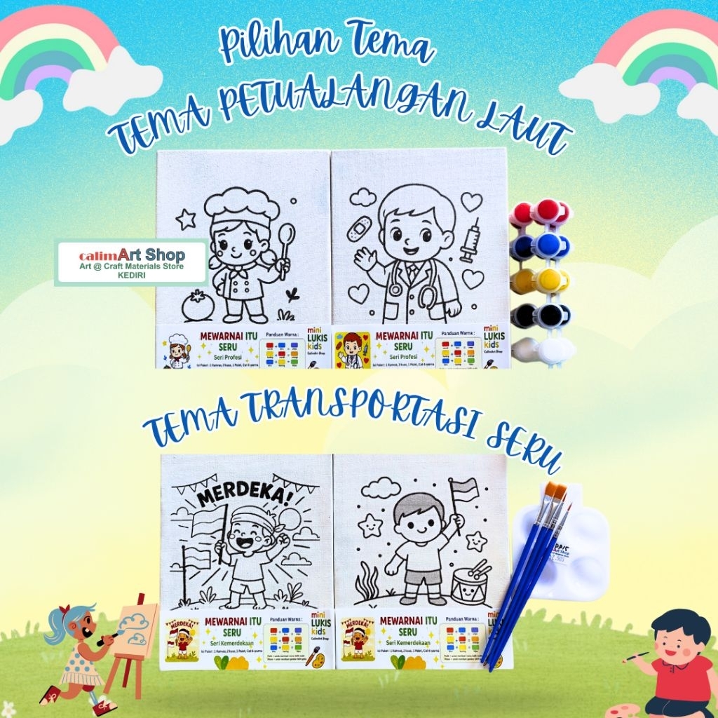 

Paket Melukis Anak l Painting Kit l **PAKET 2 KANVAS**