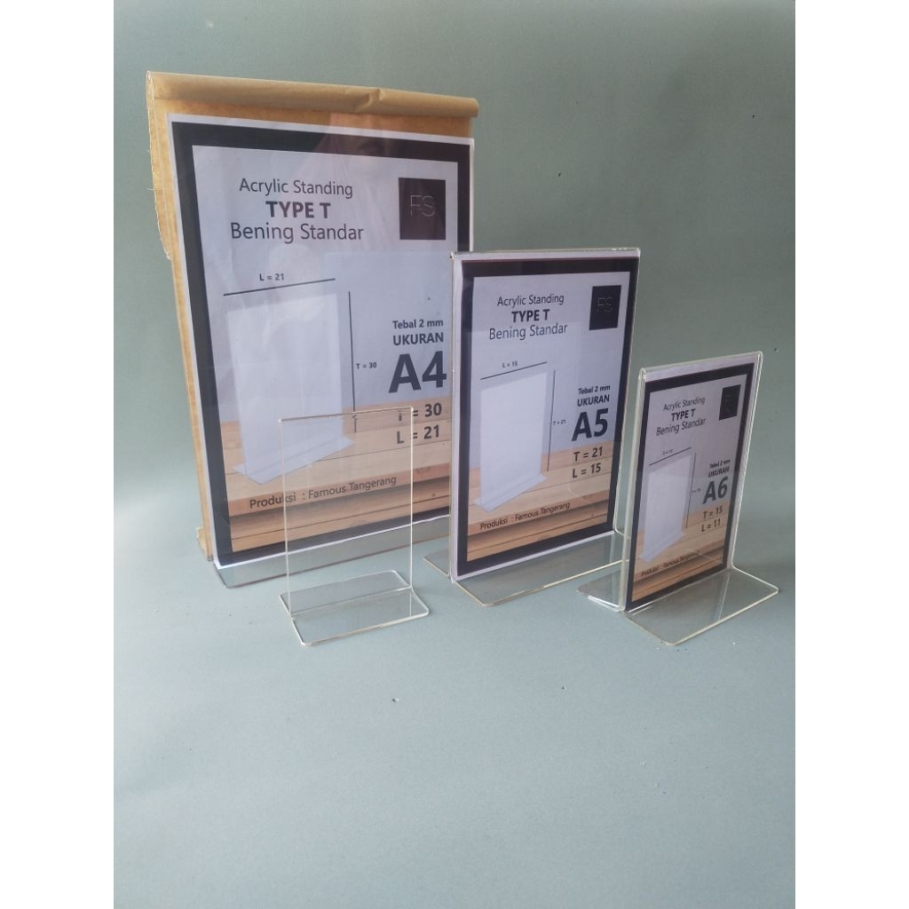 

Display akrilik type T uk A6,A5 dan A4