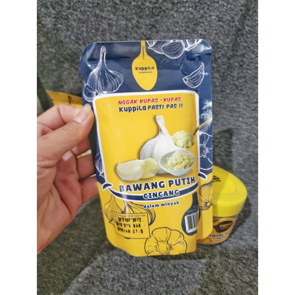

Bawang putih cincang dalam minyak 200gr/Kuppila bawa putih siap pakai