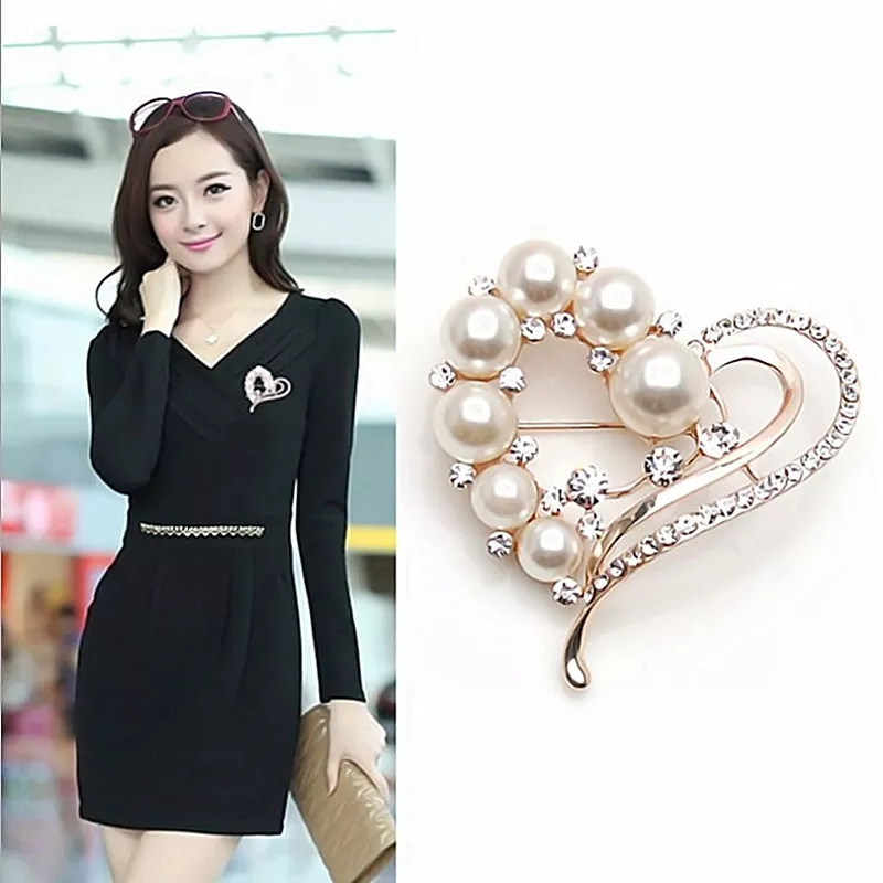 Bros Jilbab Love Hati / Bros Hijab Motif Love Mutiara / Bros Jilbab Premium Brooch Wanita